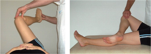 Figure 1. Demonstration of (a) the impingement test, performed by passively moving the hip joint into 90o of flexion, internal rotation, and adduction, and (b) the FABER test. Both tests are considered positive if groin pain is produced (Reproduced with permission from Troelsen et al., Acta Orthop 2009; 80 (3): 314-8).A: acetabulum; FH: femoral head.