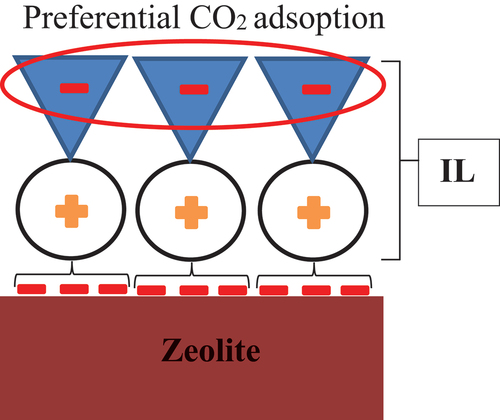 Figure 9. Zeolite-Ionic liquid interaction.[Citation74,Citation95] .