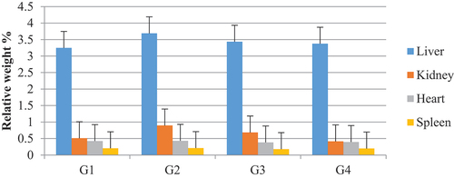 Figure 8. Variation in the weight of internal organs of female rats after sacrifice.