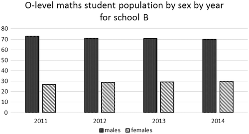 Figure 2. School B: Maths student population by sex by year.