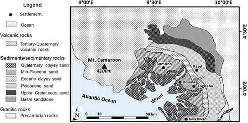 Figure 2. Spatial variation in geological formations in the study area.