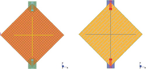 Figure 7. FEM of the homogeneous and composite panels under diagonal loading.