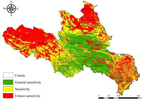 Figure 6. Ecologically sensitive results in the source area.