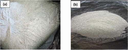 Figure 4. Analysed (a) stone dust of ˂75 µm (b) Al-Mg-Si of ˂250 µm