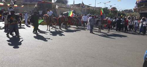 Photo 2. Horse riding as a means of income generating at Gondar Epiphany; Field Photo, January 2022.
