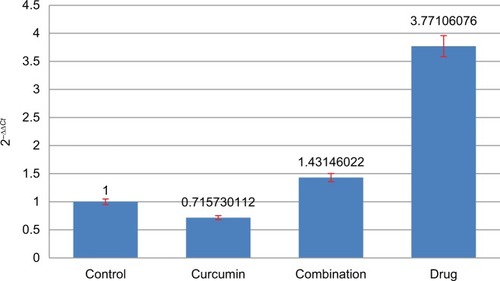 Figure 2 Expression of cyclinD1 in different samples compared to GAPDH.