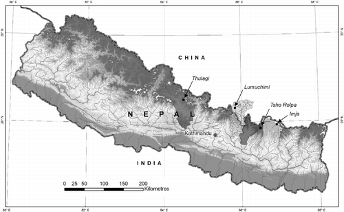 Figure 2 Locations of study area and lakes selected for detailed investigation.
