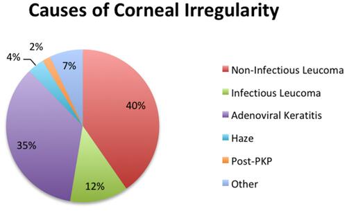Figure 1 Causes of corneal irregularity. n=57 eyes. 6 cases were binocular.