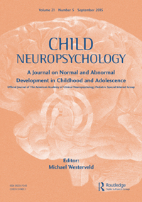 Cover image for Child Neuropsychology, Volume 21, Issue 5, 2015