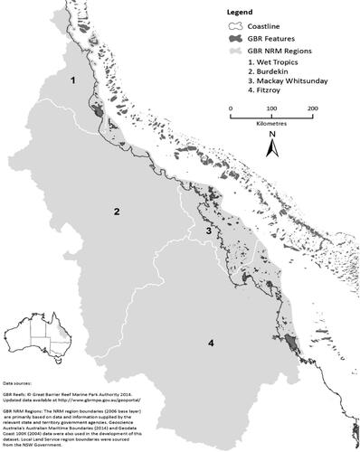 Figure 2. The Great Barrier Reef location and catchments.