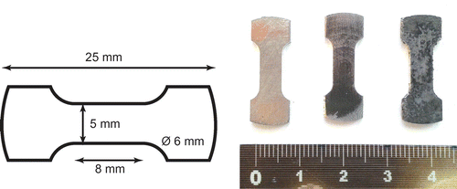 Figure 1. Dog-bone shaped sample for tensile tests.