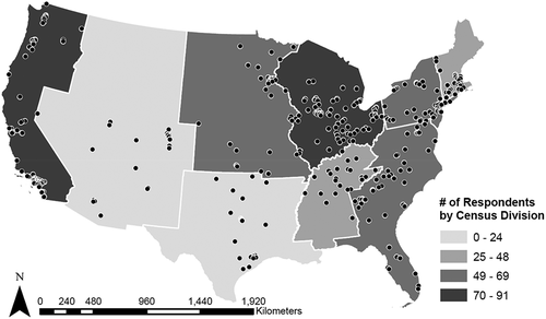 Figure 1. Geographical distribution of surveyed manufacturers.