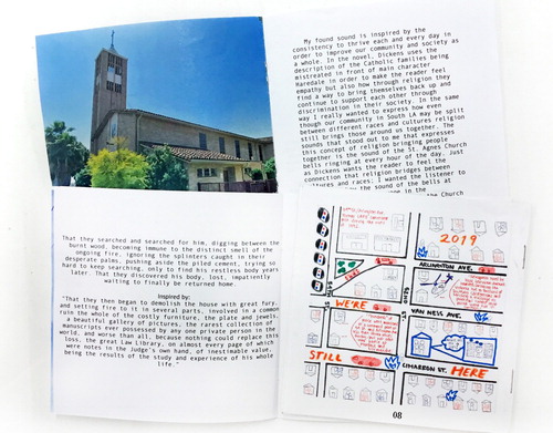 Figure 4. Liner notes students created to accompany the scavenged sounds revealing their inspiration, rationale, and the locations where they were recorded.