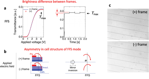 Figure 3. Brightness difference between frames based on flexoelectric effect in an FFS electrode structure [Citation42].
