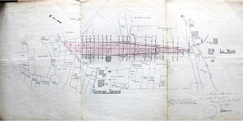 Figure 3. Plot of land to be acquired. Construction of a ski jump ‘au Mont’, TRA 6, JEU 1, Arch. Amis du Vieux Chamonix.