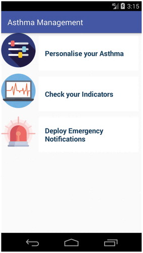 Figure 16. Main asthma management menu.