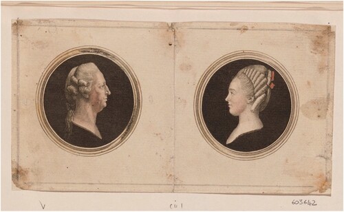 Figure 2 Hand-coloured Engraving of Charles Edward Stuart and Louise of Stolberg-Gedern, count and countess of Albany, after a medal by Alessio Giardoni, c.1770s–1800(Royal Collection Trust)