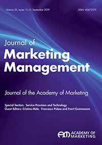 Cover image for Journal of Marketing Management, Volume 35, Issue 11-12, 2019