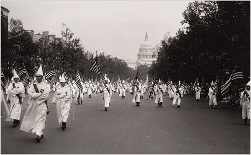 Figure 2. National Photo Company Collection, Ku Klux Klan parade, 9/13/1926. Washington, DC, on Pennsylvania Ave. NW. Public Domain. http://loc.gov/pictures/resource/npcc.16225.