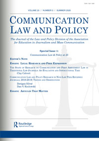 Cover image for Communication Law and Policy, Volume 25, Issue 3, 2020