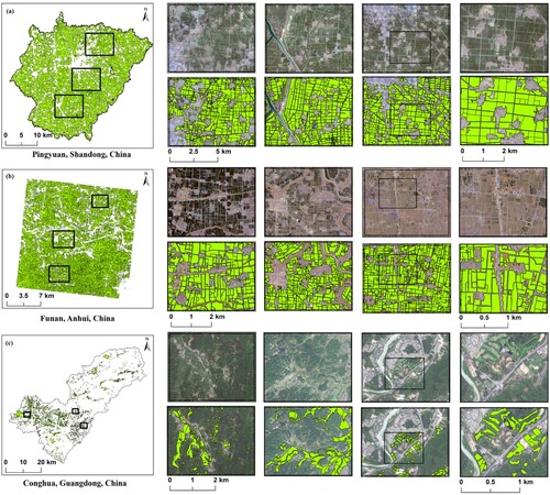 Figure 12. The delineation results of the three counties.