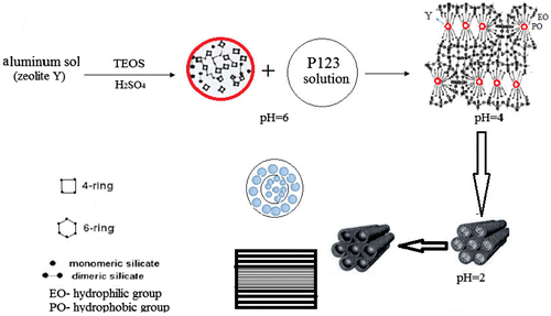 Figure 10. Scheme showing the synthesis of FAU/SBA-15 core–shell composite.