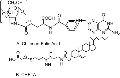 Figure 1.  The chemical structure of Chitosan-Foloc Acid conjugation and CHETA.