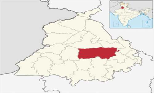 Figure 1. Spatial information of Ludhiana, Punjab, India. (Ludhiana District, Citation2021)