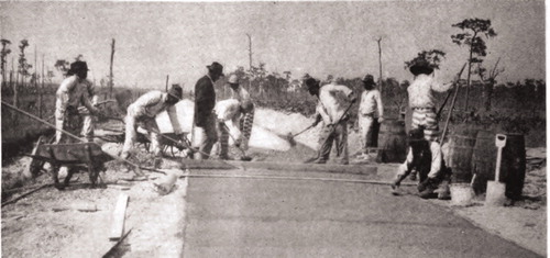 Figure 3. Convict laborers built concrete highways in Georgia and other Southern states. W. Jess Brown, “Convict Labor on Concrete Road Construction,” Concrete Highway Magazine 2, no. 7 (July 1918): 152–53.