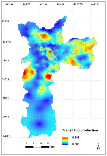 Figure 6. FKED estimation of transit trip production.