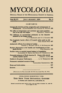 Cover image for Mycologia, Volume 46, Issue 4, 1954