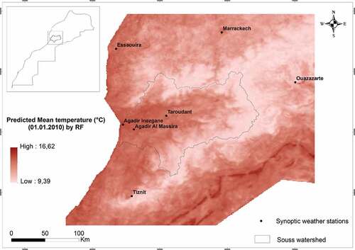 Figure 1. Map of the Souss watershed showing the selected weather stations.