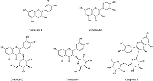 Figure 1. Structural features of the five flavonoids from Jujube (Zizipus jujuba Mill.) fruit.