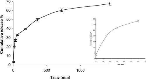 FIG. 2 Release profiles of bFGF-loaded chitosan nanoparticles.
