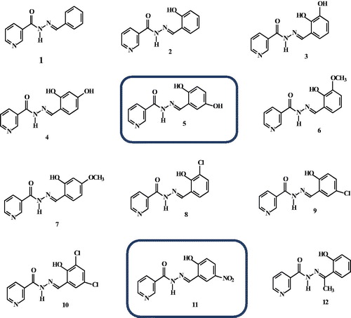 Figure 1. Structures of aroylhydrazones derived from nicotinic acid hydrazide.