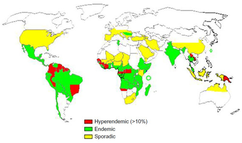 Figure 2 Global distribution of Strongyloides stercoralis.