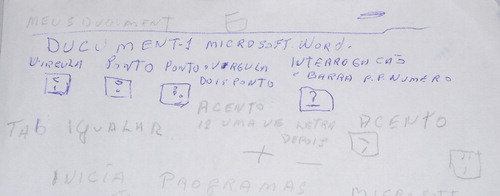 Figure 2. Participant's notes regarding punctuations and accentuation keys.