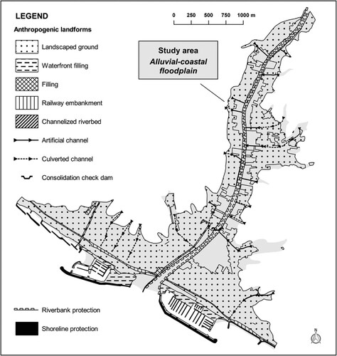 Figure 6. Anthropogenic landforms sketch map.