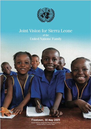 Figure 2. Cover of the UN's Joint Vision for Sierra LeoneSource: UNIPSIL and UNCT (2009). Original picture is the property of UNICEF.