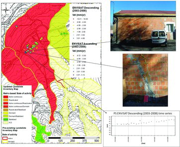 Figure 9. Updated landslide inventory map by means of ENVISAT PS in Le Braine site.