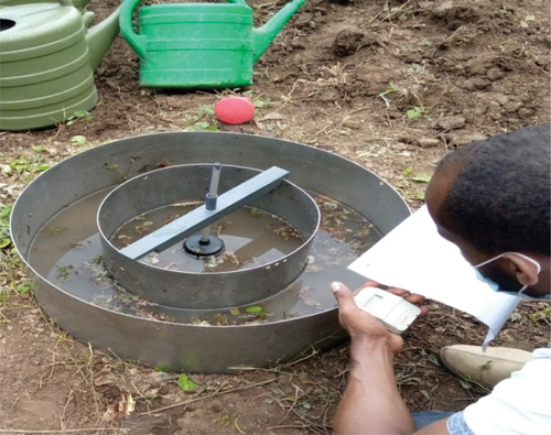 Figure 4. Soil infiltration test carried out in the field.