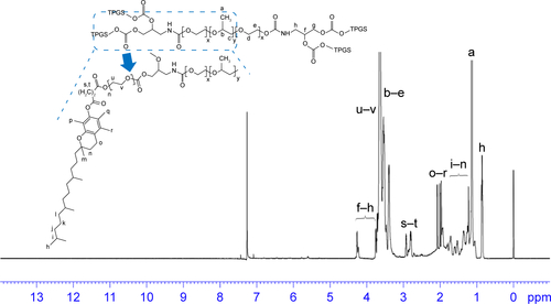 Figure S13 The 1H NMR image of FT.Abbreviations: FT, F127-TPGS; NMR, nuclear magnetic resonance; TPGS, d-α-tocopheryl polyethylene glycol 1000 succinate.