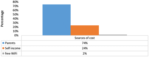 Figure 4. Sources of cost for the use of Internet. Source: Based on field survey.