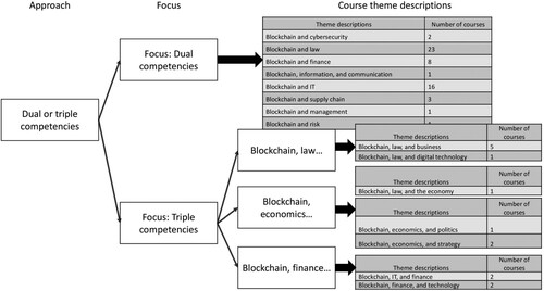 Figure 3. Themes of blockchain courses available to accounting students that target two or three competencies (source: the authors).
