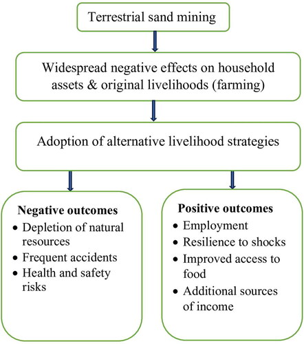Figure 5. Flow chart showing the outcomes of alternative livelihood strategies. Source: Authors construct.
