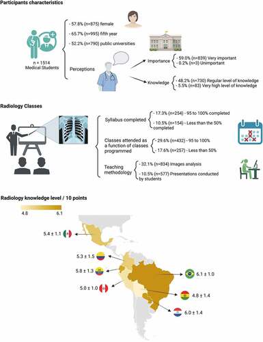 Figure 1. Main findings about the level of knowledge of radiology in Latin American medical students.