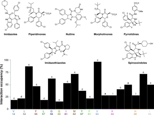 Figure 1 Various families of Mdm2 inhibitors shown along with their interaction fingerprints.