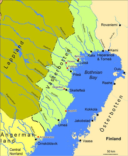 Figure 1. Map of the study area with places mentioned in the text marked out.