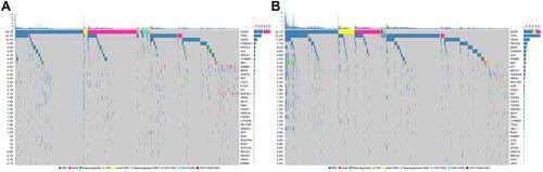 Figure 2 The landscapes of alterations in tissue (A) and blood (B) cohort.