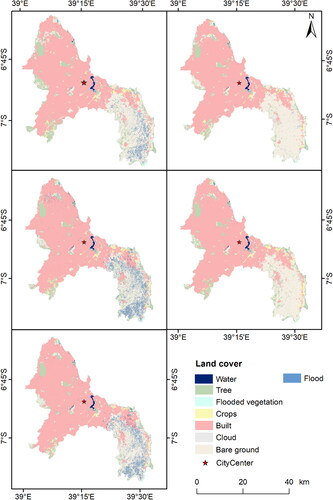Figure 12. Spatial distribution of flood inundation in relation to different land cover types.
